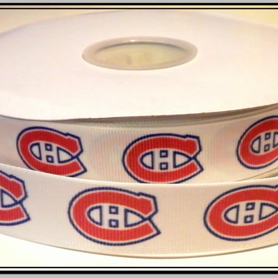 7/8" canadiens inspired custom printed grosgrain ribbon