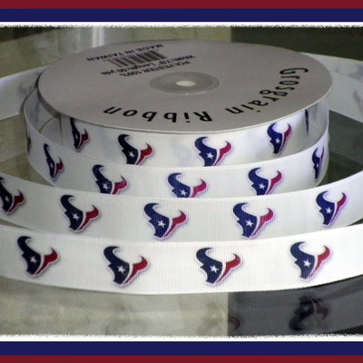 7/8" texans inspired custom printed grosgrain ribbon