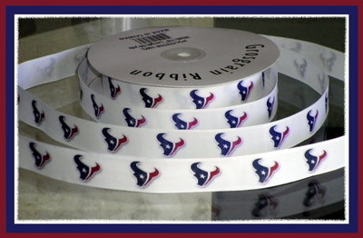 7/8" Texans Inspired Custom Printed Grosgrain Ribbon