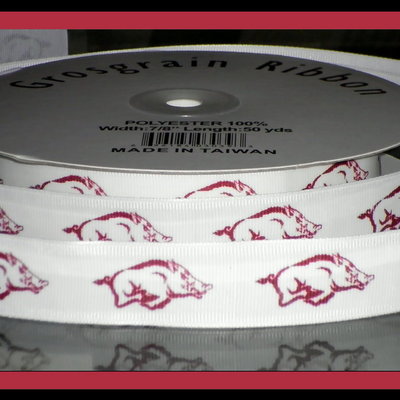 7/8" arkansas razorbacks inspired custom printed grosgrain ribbon