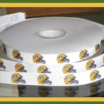 5/8"  packers inspired custom printed grosgrain ribbon