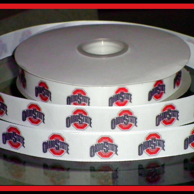 7/8" ohio state university inspired custom printed grosgrain ribbon