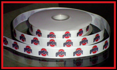 7/8" Ohio State University Inspired Custom Printed Grosgrain Ribbon