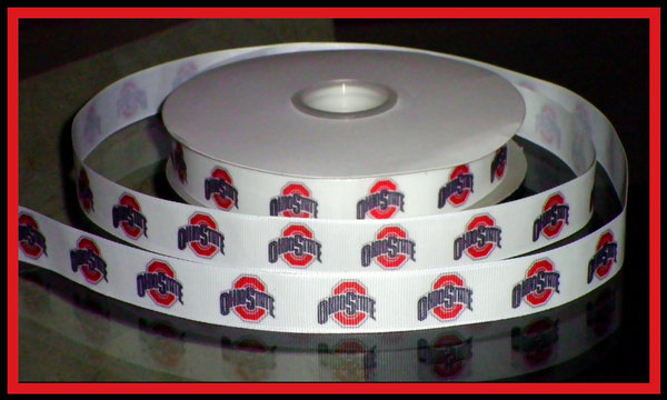 7/8" Ohio State University Inspired Custom Printed Grosgrain Ribbon