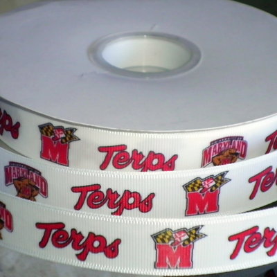 7/8" maryland university terps inspired custom printed grosgrain ribbon