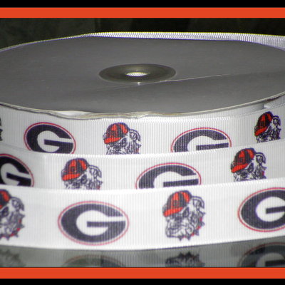 7/8" georgia university inspired custom printed grosgrain ribbon