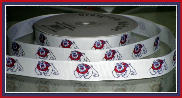7/8" Fresno State University Inspired Custom Printed Grosgrain Ribbon