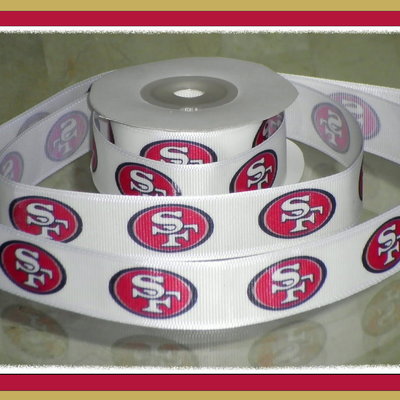 7/8" san fran 49ers inspired custom printed grosgrain ribbon