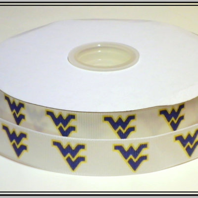 7/8" west virginia university inspired custom printed grosgrain ribbon