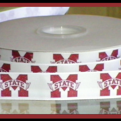 7/8" mississippi state university inspired custom printed grosgrain ribbon - Thumbnail 4