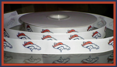 7/8" Broncos Inspired Custom Printed Grosgrain Ribbon