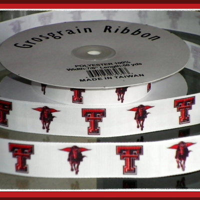 7/8" texas tech university inspired custom printed grosgrain ribbon - Thumbnail 4