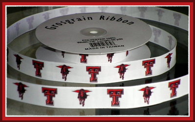 7/8" Texas Tech University Inspired Custom Printed Grosgrain Ribbon