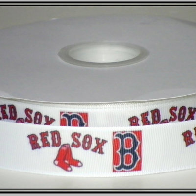 7/8" red sox inspired custom printed grosgrain ribbon