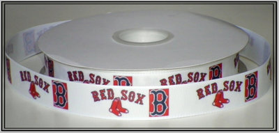 7/8" Red Sox Inspired Custom Printed Grosgrain Ribbon
