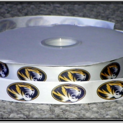 7/8" missouri university tigers inspired custom printed grosgrain ribbon