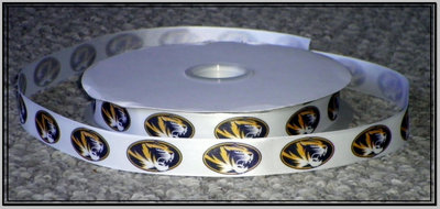 7/8" Missouri University Tigers Inspired Custom Printed Grosgrain Ribbon