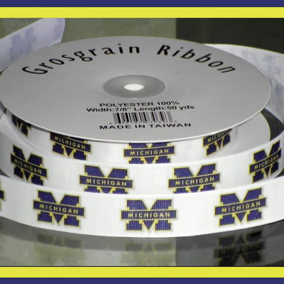 7/8" michigan university inspired custom printed grosgrain ribbon - Thumbnail 5
