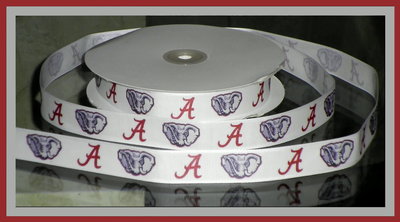 7/8" Alabama University Inspired Custom Printed Grosgrain Ribbon