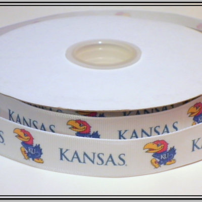 7/8" kansas university inspired custom printed grosgrain ribbon
