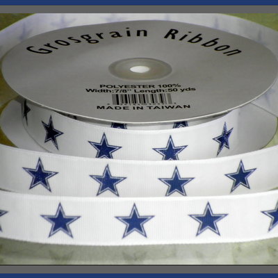 7/8" cowboys star inspired custom printed grosgrain ribbon