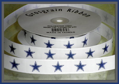 7/8" Cowboys Star Inspired Custom Printed Grosgrain Ribbon