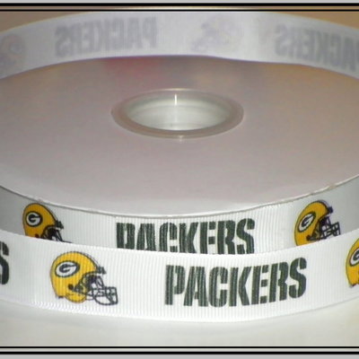 7/8" packers inspired custom printed grosgrain ribbon