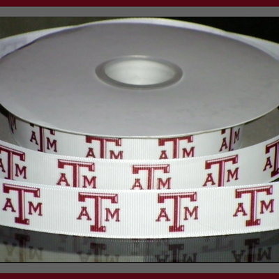 7/8" texas a&m university inspired custom printed grosgrain ribbon