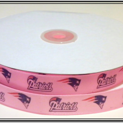 5/8"  patriots inspired pink custom printed grosgrain ribbon