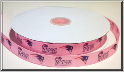 5/8"  Patriots Inspired PINK Custom Printed Grosgrain Ribbon