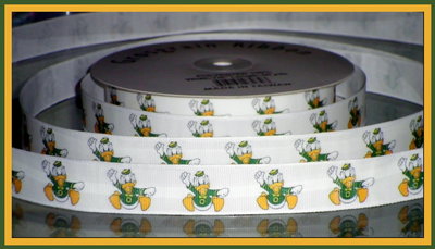 7/8" Oregon University Ducks Inspired Custom Printed Grosgrain Ribbon