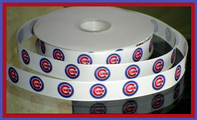 7/8" Cubs Inspired Custom Printed Grosgrain Ribbon