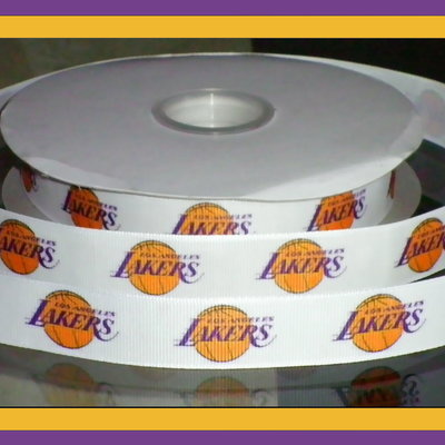 7/8"  lakers inspired custom printed grosgrain ribbon