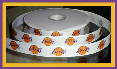 7/8"  Lakers Inspired Custom Printed Grosgrain Ribbon
