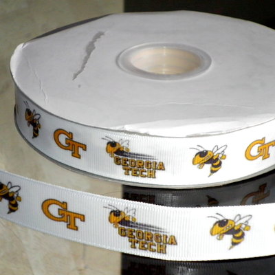 7/8" georgia tech university inspired custom printed grosgrain ribbon