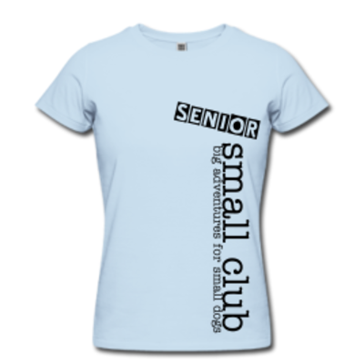 "senior" small club baby blue tee for women