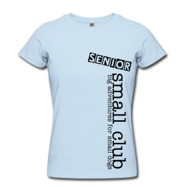 "senior" small club baby blue tee for women