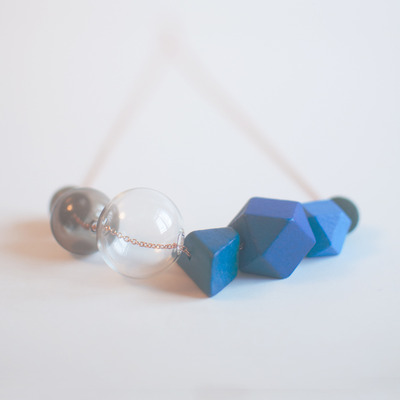 Multicolor glass wooden beads necklace nl1047 - Thumbnail 1