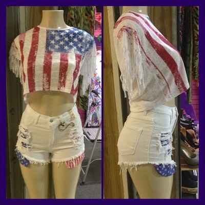 White Fringe Flag Shirt
