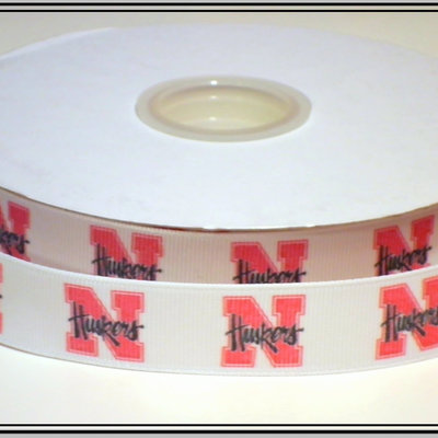 7/8" nebraska huskers inspired custom printed grosgrain ribbon