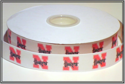 7/8" Nebraska Huskers Inspired Custom Printed Grosgrain Ribbon