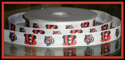 7/8" Bengals Inspired Custom Printed Grosgrain Ribbon