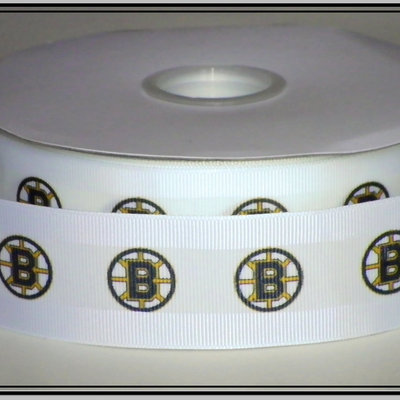 1.5" bruins inspired custom printed grosgrain ribbon