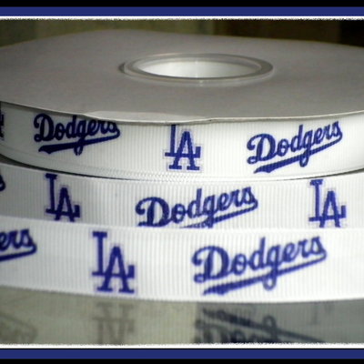 7/8" dodgers inspired custom printed grosgrain ribbon