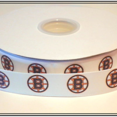 7/8"  bruins inspired custom printed grosgrain ribbon
