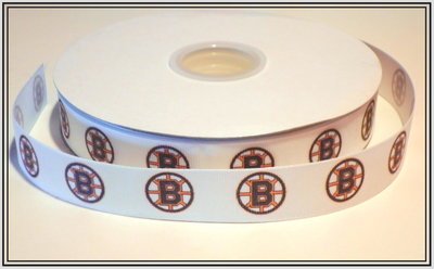 7/8"  Bruins Inspired Custom Printed Grosgrain Ribbon