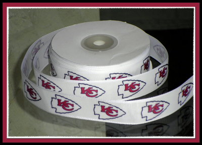7/8"  Chiefs Inspired Custom Printed Grosgrain Ribbon