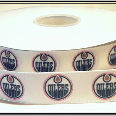 7/8" oilers inspired custom printed grosgrain ribbon