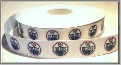 7/8" Oilers Inspired Custom Printed Grosgrain Ribbon