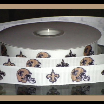 7/8"  saints inspired custom printed grosgrain ribbon